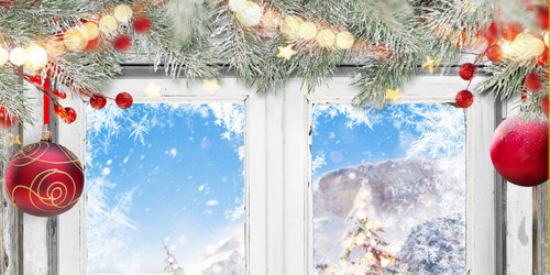 Okenní dekorace na Vánoce