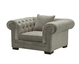 Křeslo Chesterfield Classic Velvet světle šedé 118x96x77cm
