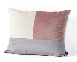 Poduszka Patchwork kwadratowa růžová šedá bílá