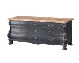 Komoda Lawrence 160x50x85 stará černá a přírodní