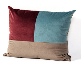 Poduszka Patchwork kwadratowa béžová čokoládově modrá