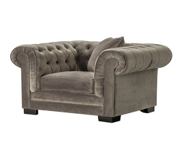 Křeslo Chesterfield Classic Velvet Grey 118x96x77cm