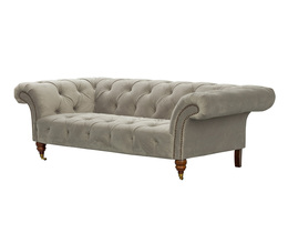 Pohovka Chesterfield Glamour Velvet světle šedá pro 2 osoby