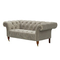 Sofa Chesterfield Glamour Velvet Light Grey 2-seater